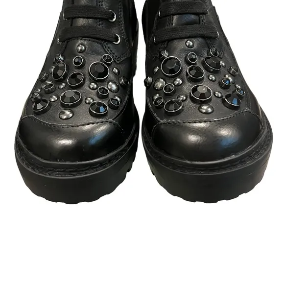 NWOT, KARL LAGERFELD Breck Boot, Black Silver studded, Sz 5