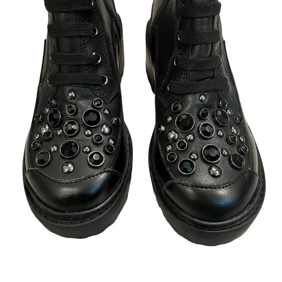 NWOT, KARL LAGERFELD Breck Boot, Black Silver studded, Sz 5