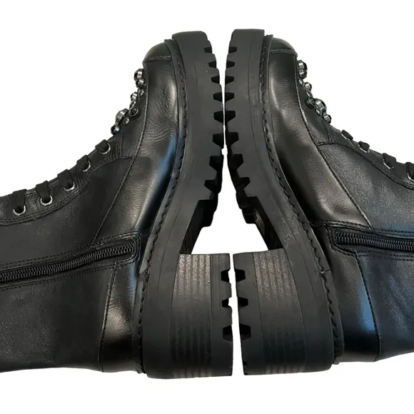 NWOT, KARL LAGERFELD Breck Boot, Black Silver studded, Sz 5