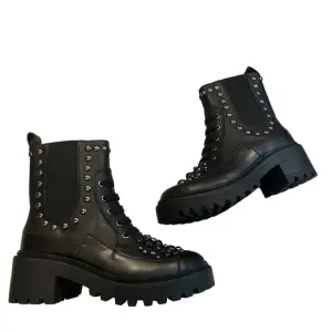 NWOT, KARL LAGERFELD Breck Boot, black silver studded, Sz 6