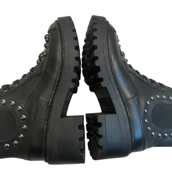 NWOT, KARL LAGERFELD Breck Boot, black silver studded, Sz 6