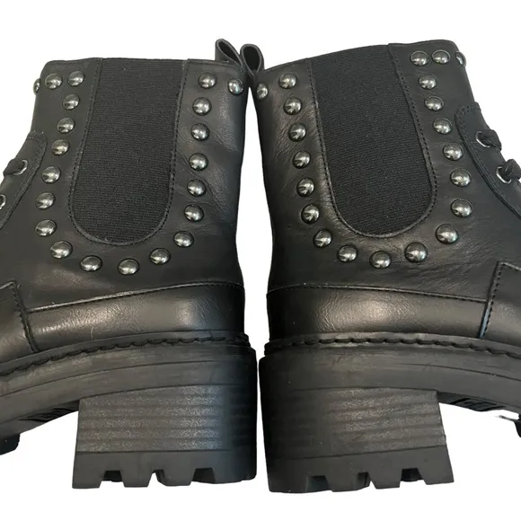 NWOT, KARL LAGERFELD Breck Boot, black silver studded, Sz 6