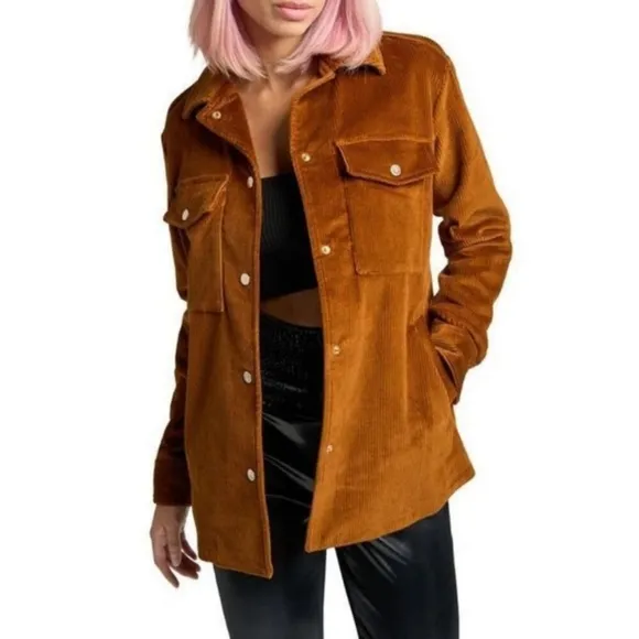 NWOT Lita by Ciara/Revolve NWT Lover Corduroy Shirt Jacket in Doe MSRP $348