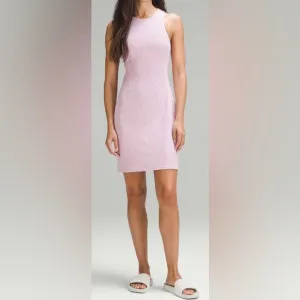 NWOT Lululemon Ribbed Softstreme Slim-Fit Tank Dress Pink Peony