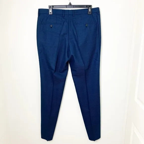 NWOT Men's Hugo Boss Men's Blue Novan6/Ben Slim Fit 100% Wool Dress Pants
