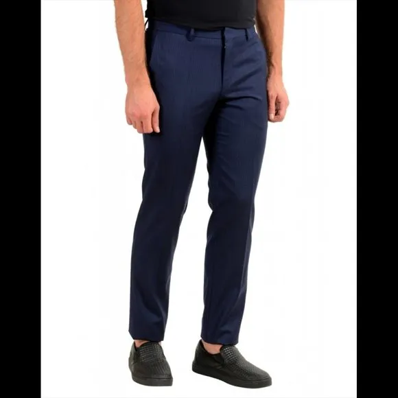 NWOT Men's Hugo Boss Men's Blue Novan6/Ben Slim Fit 100% Wool Dress Pants