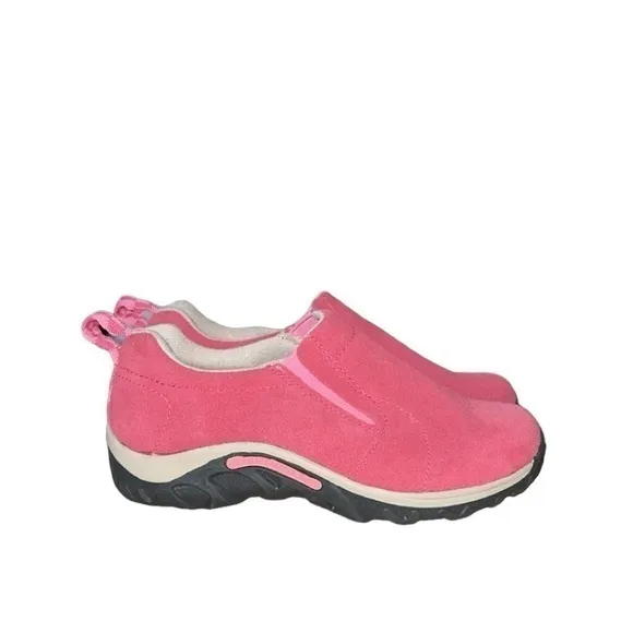 NWOT Merrell Suede Pink Jungle Moc Slip On Hiking Shoes Size‎ 2 Little Girl
