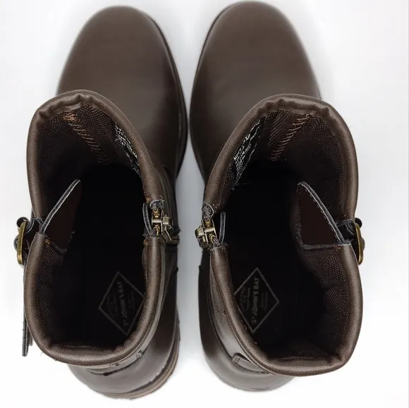 NWOT St John's Bay Gaucho Statham Buckle Mid Zipper Business Casual Boots