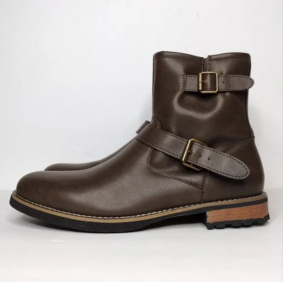 NWOT St John's Bay Gaucho Statham Buckle Mid Zipper Business Casual Boots
