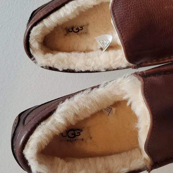 NWOT UGG Ascot Moccasin Leather Wool Slippers