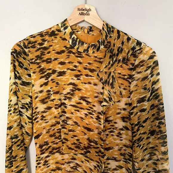 NWOT Whistles INES IKAT ANIMAL DRESS in Yellow Multi Women's Size 0