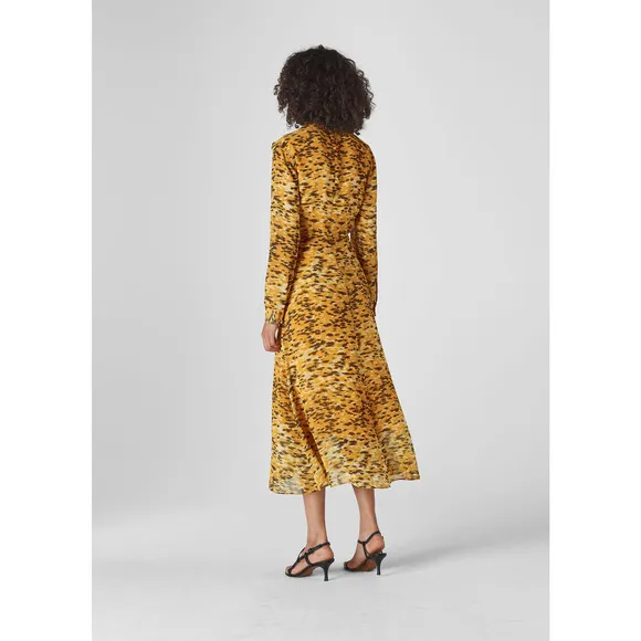 NWOT Whistles INES IKAT ANIMAL DRESS in Yellow Multi Women's Size 0