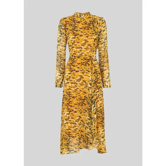NWOT Whistles INES IKAT ANIMAL DRESS in Yellow Multi Women's Size 0