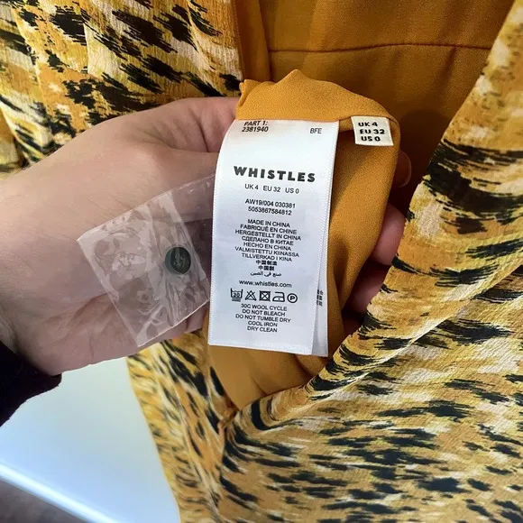 NWOT Whistles INES IKAT ANIMAL DRESS in Yellow Multi Women's Size 0