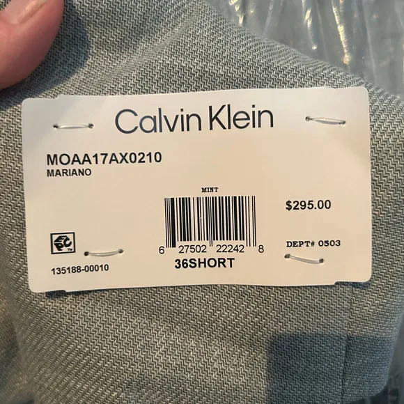 NWT $295 Calvin Klein X-Slim Fit Blazer, Mint Green, Men’s 36S