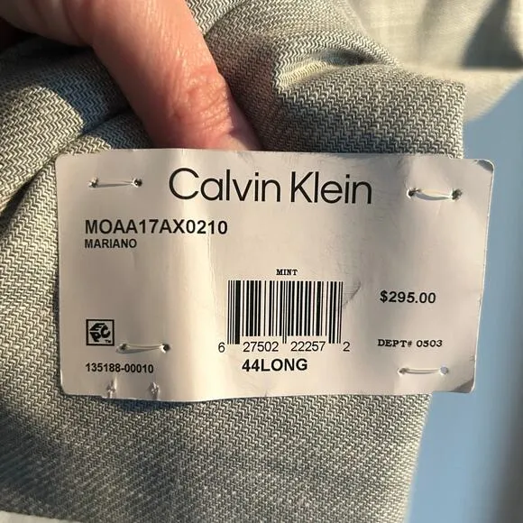 NWT $295 Calvin Klein X-Slim Fit Blazer, Mint Green, Men’s 44L