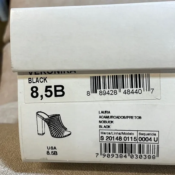 NWT 7.5/8 SCHUTZ  black suede strappy 4” chunky heel strappy Veronika nubuck NIB