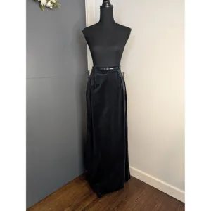NWT 80's ILGWU Tag Panther Navy Belted Velvet‎ Maxi Skirt - 9/10