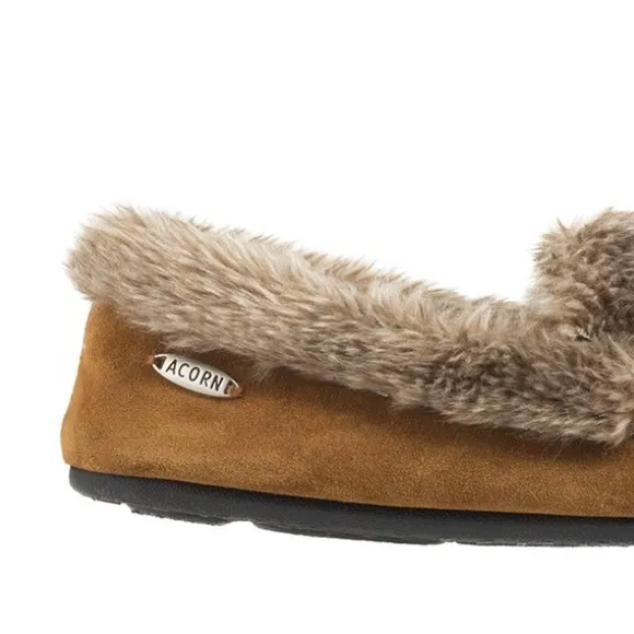 🐻NWT Acorn Women's Faux Fur Slipper With Memory Foam &amp; Plush Suede Upper Size XL