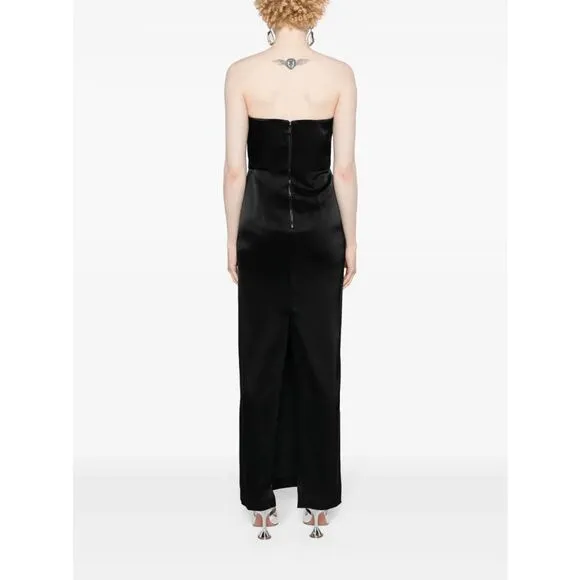 NWT Alice   Olivia Strapless Satin Doreen Maxi Evening Dress Black Size 2 $495