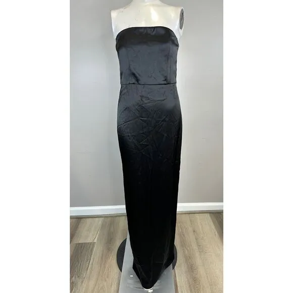 NWT Alice   Olivia Strapless Satin Doreen Maxi Evening Dress Black Size 2 $495