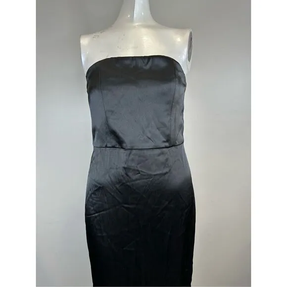 NWT Alice   Olivia Strapless Satin Doreen Maxi Evening Dress Black Size 2 $495