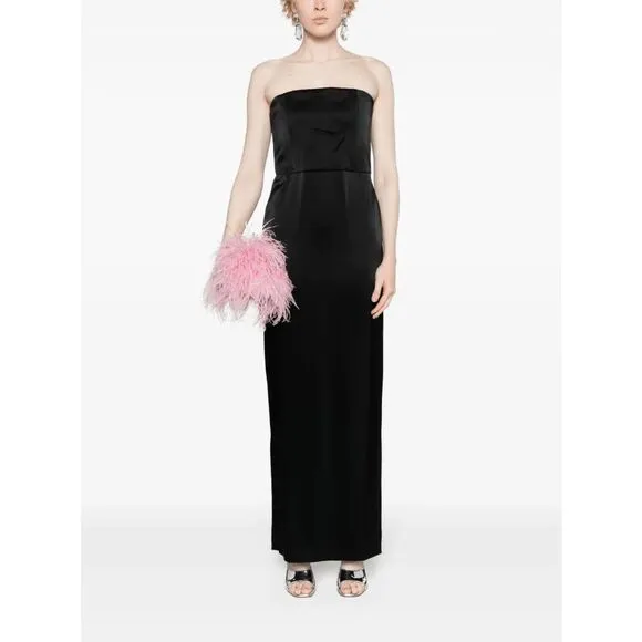 NWT Alice   Olivia Strapless Satin Doreen Maxi Evening Dress Black Size 2 $495