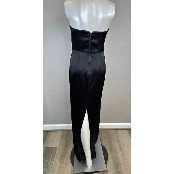 NWT Alice   Olivia Strapless Satin Doreen Maxi Evening Dress Black Size 2 $495