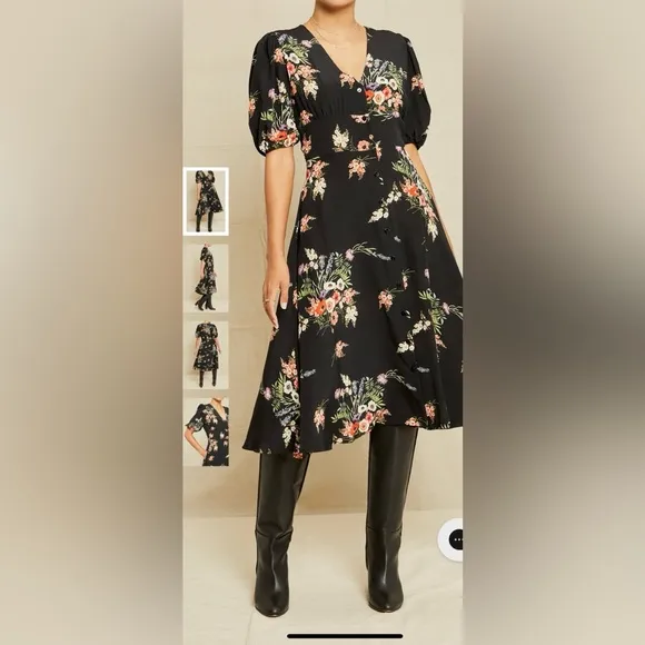 NWT Amour Vert Odette Washable Silk Dress in Germain Floral Size Medium