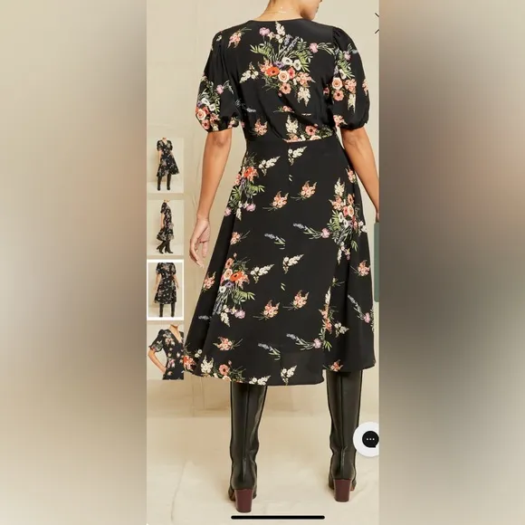 NWT Amour Vert Odette Washable Silk Dress in Germain Floral Size Medium
