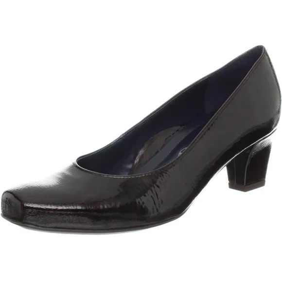 NWT ARA Womens Quinn Black Leopard Patent Leather Pumps 7.5M