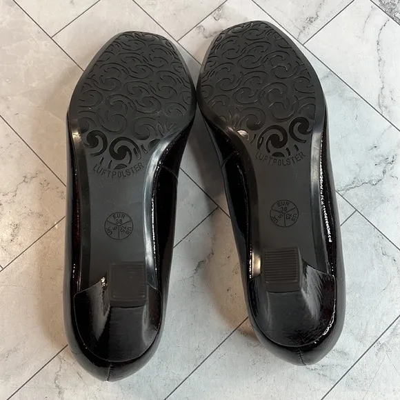 NWT ARA Womens Quinn Black Leopard Patent Leather Pumps 7.5M