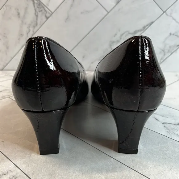 NWT ARA Womens Quinn Black Leopard Patent Leather Pumps 7.5M