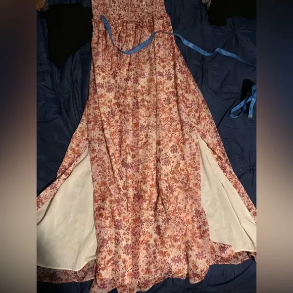 NWT Banana Republic 4P floral, smocked waist maxi dress, lined with double slits