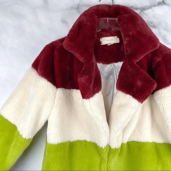 NWT Blank NYC Super Nova Oversized Plush Faux Fur Striped Teddy Coat Jacket Boho