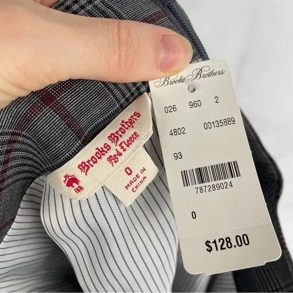 NWT Brooks Brothers Red Fleece Wool Glen Plaid Midi Pencil Skirt Career Gray 0