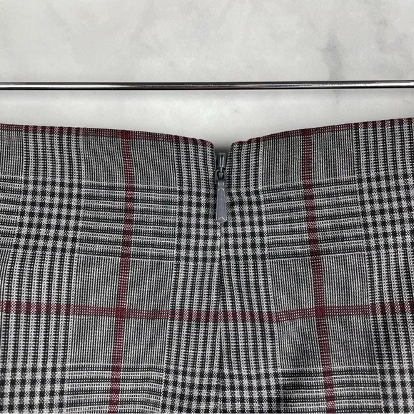 NWT Brooks Brothers Red Fleece Wool Glen Plaid Midi Pencil Skirt Career Gray 0