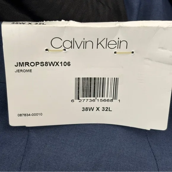 NWT Calvin Klein Men's Jerome X Slim-Fit Performance Dress Pants Blue Sz 38