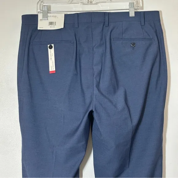NWT Calvin Klein Men's Jerome X Slim-Fit Performance Dress Pants Blue Sz 38
