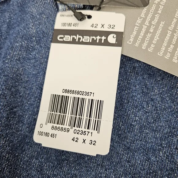 NWT Carhartt FR Relaxed Fit Jeans Flame Resistant, HRC3, NFPA 70E, NFPA211 42×32
