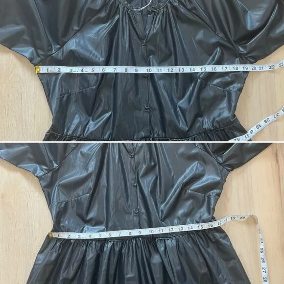 NWT Chico’s Pleather Faux Leather Tiered Midi Dress Black Size 8 Medium