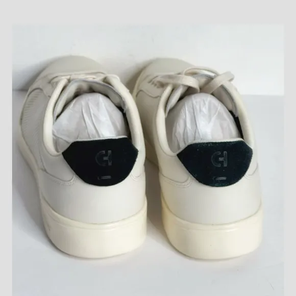 NWT Cole Haan Mens Grand Cross Court Sneakers Perforated Leather Ivory Black 11