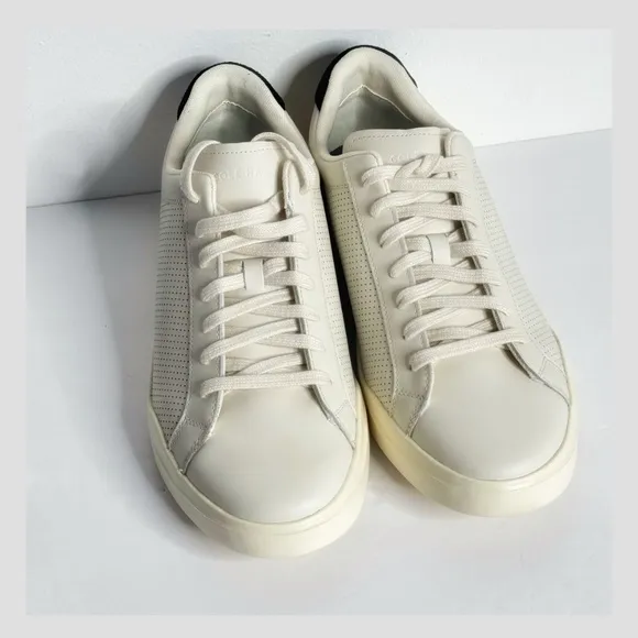 NWT Cole Haan Mens Grand Cross Court Sneakers Perforated Leather Ivory Black 11