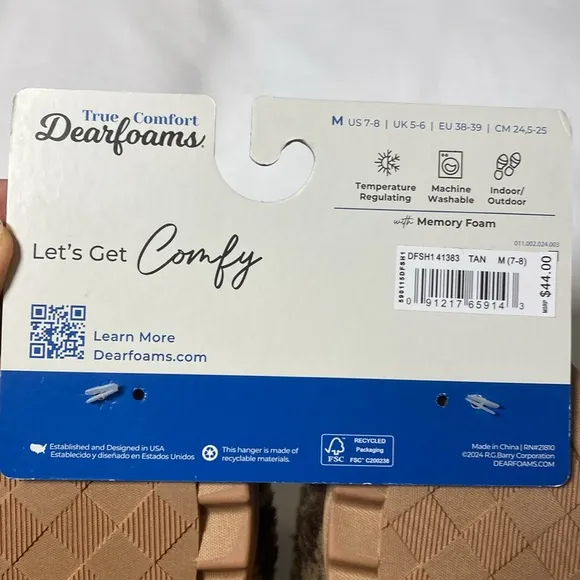 NWT Dearfoams True Comfort Memory Foam Slippers