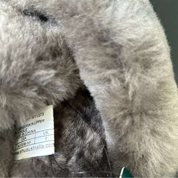 NWT Emu Australia Mayberry Gray Fluffy Crossover Slipper, Size 9