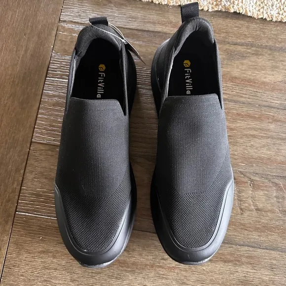 NWT FitVille BriskWalk Slip On Walking Shoes Comfort Mens 13EW Extra Wide