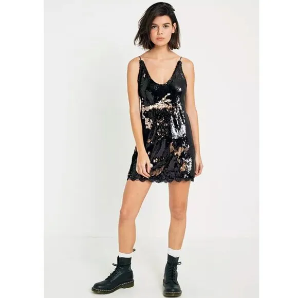 NWT Free People Seeing Double Sequin Slip Dress Women's Size S