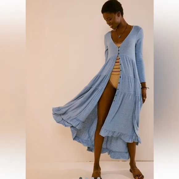 NWT FREE PEOPLE Shania Cardigan/Dress Size XS - Blue Bell