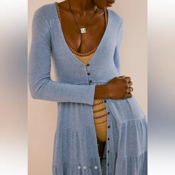 NWT FREE PEOPLE Shania Cardigan/Dress Size XS - Blue Bell