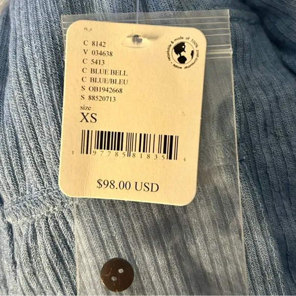 NWT FREE PEOPLE Shania Cardigan/Dress Size XS - Blue Bell